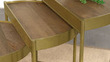 3 Pc Nesting Table - Tristen 3-Piece Demilune Nesting Table With Recessed Top Brown and Gold