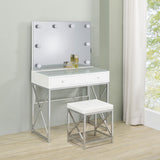 Vanity Set - Eliza 2-piece Vanity Set with Hollywood Lighting White and Chrome