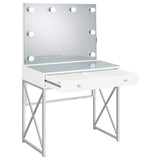 Vanity Set - Eliza 2-piece Vanity Set with Hollywood Lighting White and Chrome