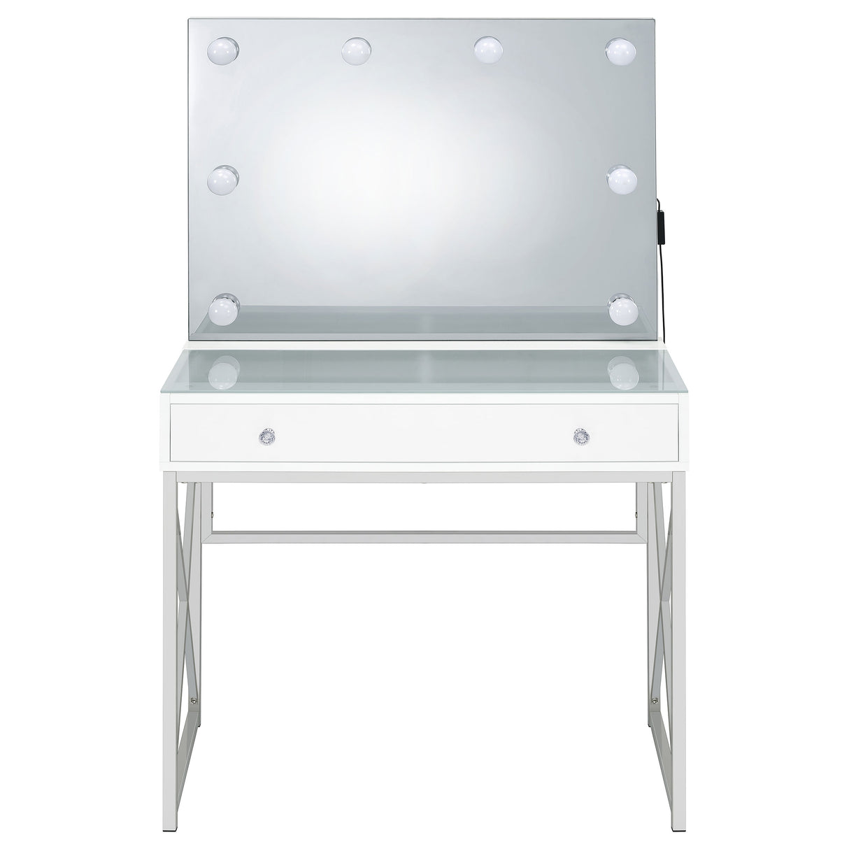 Vanity Set - Eliza 2-piece Vanity Set with Hollywood Lighting White and Chrome