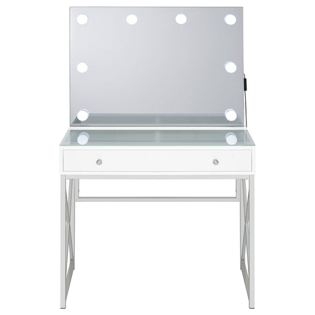 Vanity Set - Eliza 2-piece Vanity Set with Hollywood Lighting White and Chrome