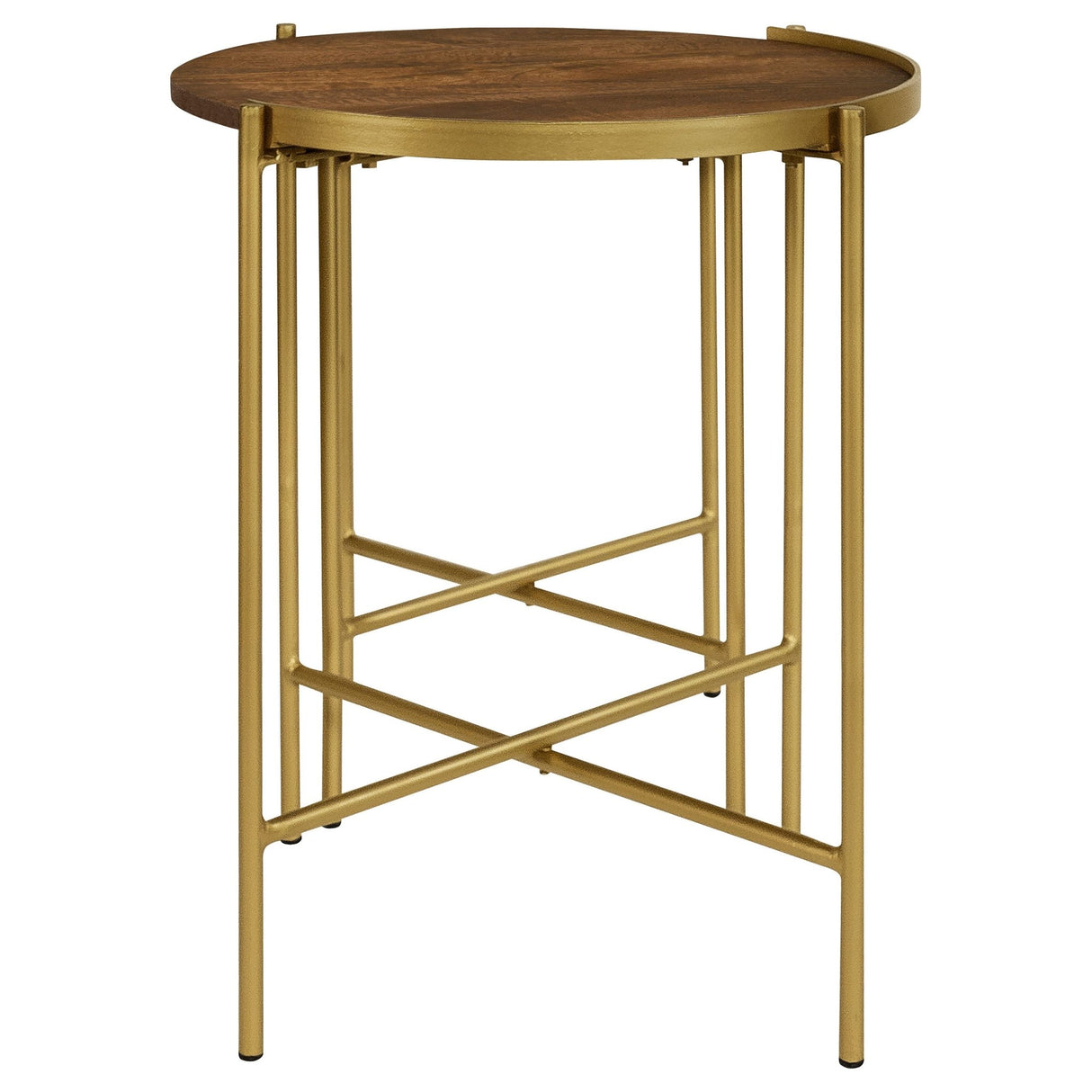 2 Pc Nesting Table - Malka 2-piece Round Nesting Table Dark Brown and Gold
