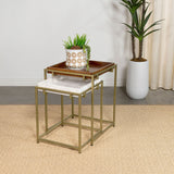 2 Pc Nesting Table - Bolden 2-Piece Square Nesting Table With Recessed Top Gold