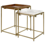 2 Pc Nesting Table - Bolden 2-Piece Square Nesting Table With Recessed Top Gold