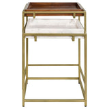 2 Pc Nesting Table - Bolden 2-Piece Square Nesting Table With Recessed Top Gold