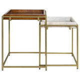 2 Pc Nesting Table - Bolden 2-Piece Square Nesting Table With Recessed Top Gold