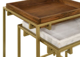 2 Pc Nesting Table - Bolden 2-Piece Square Nesting Table With Recessed Top Gold