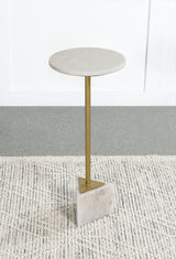 Side Table - Fulcher Round Metal Side Table White and Gold