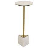 Side Table - Fulcher Round Metal Side Table White and Gold
