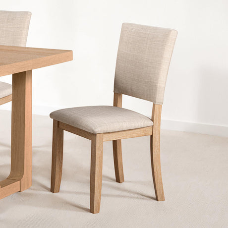Transitional Style 5pc Dining Set Natural Finish Dining Table Trestle Base Table 4x Side Chairs Dining Room - sold by Home Elegance USA