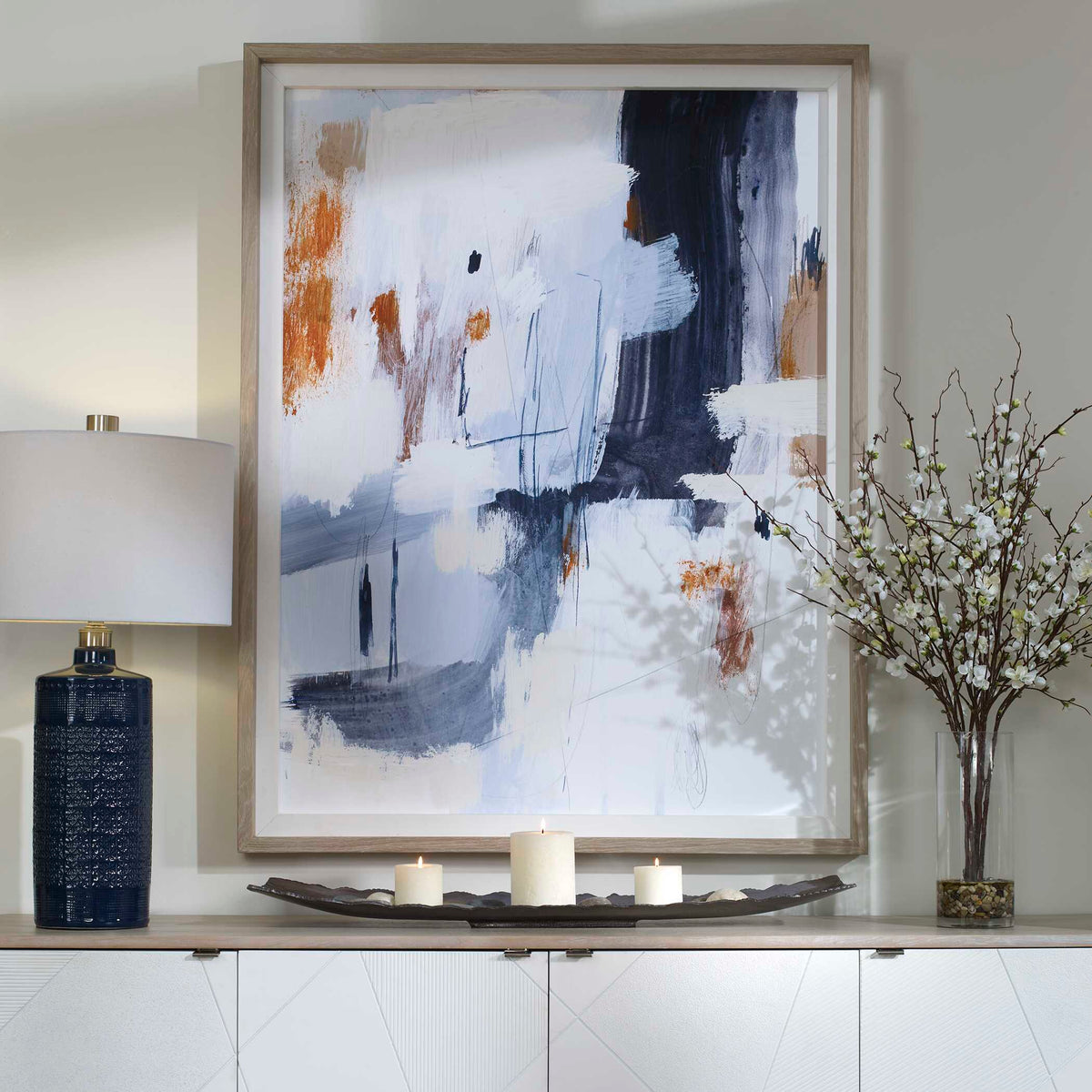 Variant Abstract Framed Print - Blue by Uttermost - View 2