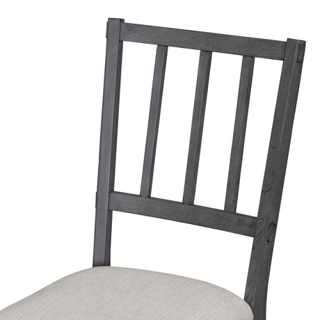TREXM 5-piece Rustic Charm Round Dining Set with 3 Upholstered Chairs and Curved Bench for Dining Room, Kitchen and Living Room (Gray) - sold by Home Elegance USA