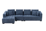 134'' Mid Century Modern Sofa with Left Chaise for Living Room Sofa, BLUE - W876S00052 - image - 9