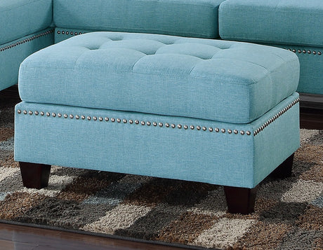 Modern Blue Color 3pcs Sectional Living Room Furniture Reversible Chaise Sofa And Ottoman Tufted Polyfiber Linen Like Fabric Cushion Couch Pillows - sold by Home Elegance USA