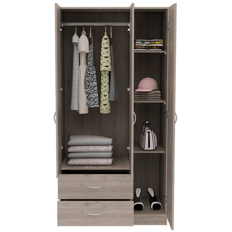 Eureka Three Door Armoire, Two Drawers, Rod - sold by Home Elegance USA