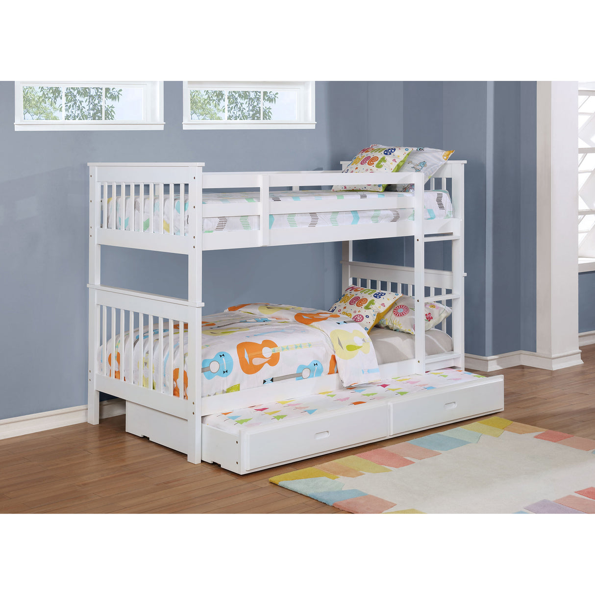 Madison White Twin Over Twin Bunk Bed - sold by Home Elegance USA