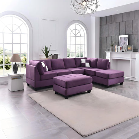 Malone G637B-SC Sectional Sofa Without Ottoman Purple Microfiber 111 Inch - sold by Home Elegance USA