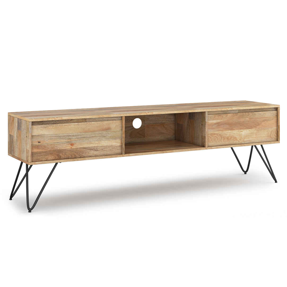 Hunter 68 inch Wide Solid Mango Wood TV Stand in Natural For TVs up to 75 inches