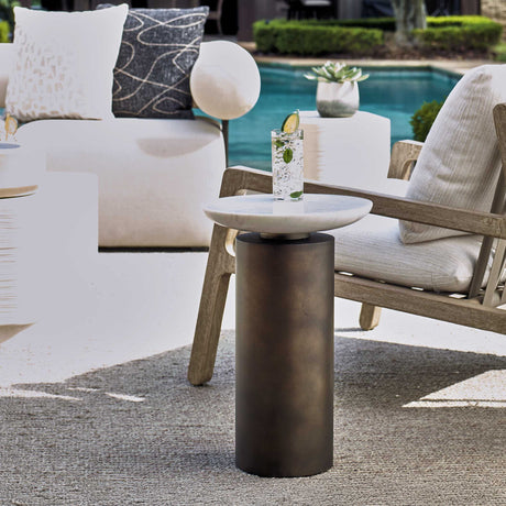 Olso Outdoor Accent Table Bronze / White - Dark Brown / White by Uttermost - View 2