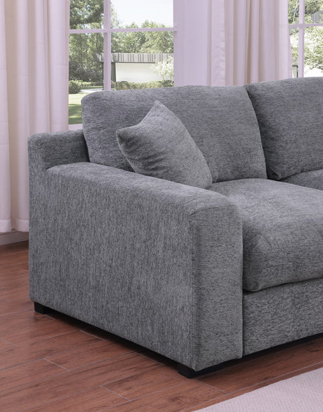 Chiara 141.5'W Light Gray Chenille Fabric Corner Sectional Sofa with Right-Facing Chaise, Cupholders, and Charging Ports - sold by Home Elegance USA