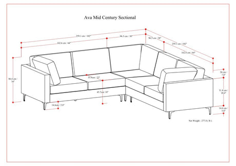 Ava Mid Century Corner Sectional Sofa - sold by Home Elegance USA