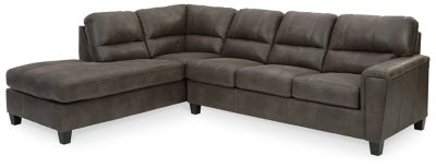 Ashley Smoke Navi 94002S3 2 - Piece Sleeper Sectional with Chaise - Faux Leather - 94002S3 - Home Elegance USA - 1