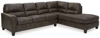 Ashley Smoke Navi 94002S2 2 - Piece Sectional with Chaise - Faux Leather - 94002S2 - Home Elegance USA - 1