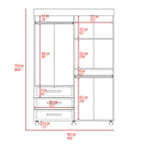 Hamilton Mobile Armoire, 4-Doors Cabinet, Three Drawers, Rods, Four Shelves, Black Wengue - Bedroom - sold by Home Elegance USA