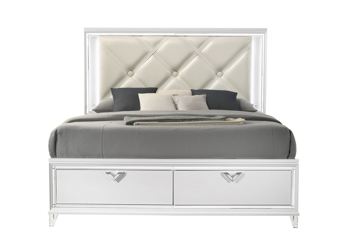 Prism Modern Style King 5PC Bedroom Set with LED Accents & V-Shaped handles - Home Elegance USA