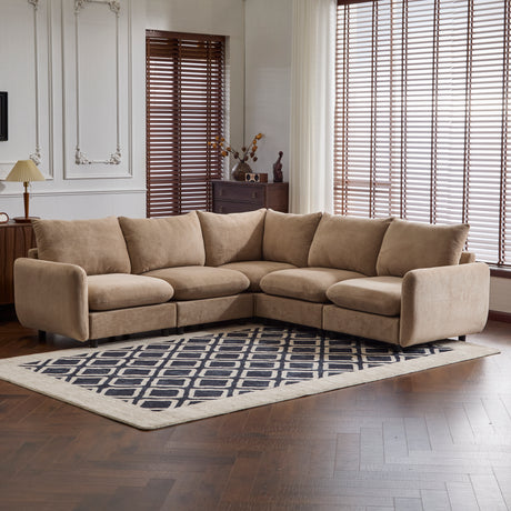 99 in. oversize 5-Piece L Shaped Modular Free Combination Sectional Velvet Sofa Couch for Living Room and Spacious Space, Nomad - sold by Home Elegance USA