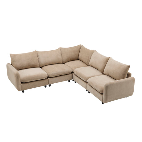 99 in. oversize 5-Piece L Shaped Modular Free Combination Sectional Velvet Sofa Couch for Living Room and Spacious Space, Nomad - sold by Home Elegance USA