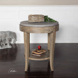 Deka Round Side Table Gray & Light Brown - Gray / Light Brown by Uttermost - View 6