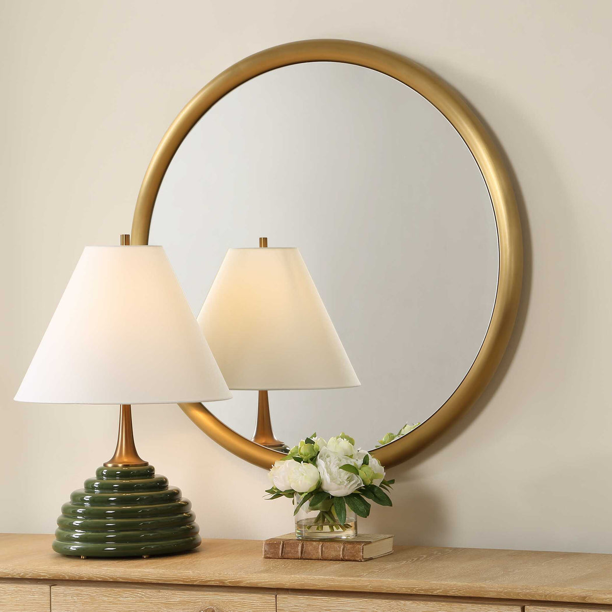 Atkinson Modern Round Mirror Brass - Gold by Uttermost - View 3