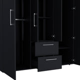Wardrobe, Deluxe Armoire with Multiple Storage Options and Metal Accents, Black - sold by Home Elegance USA