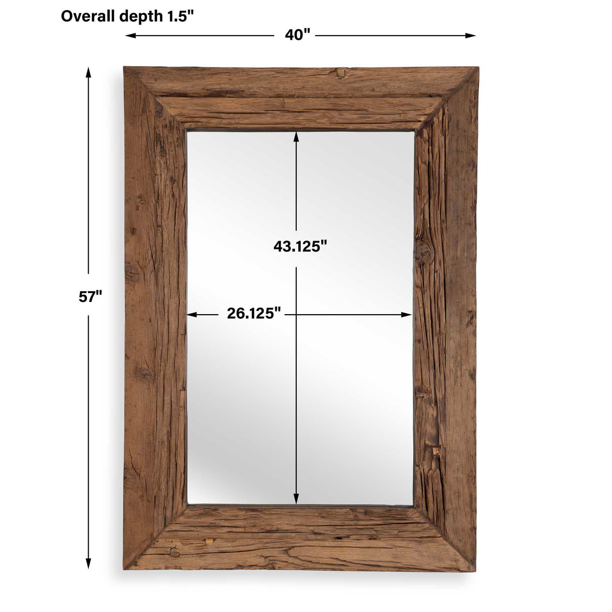 Rennick Large Reclaimed Pine Mirror - Dark Brown by Uttermost - View 7