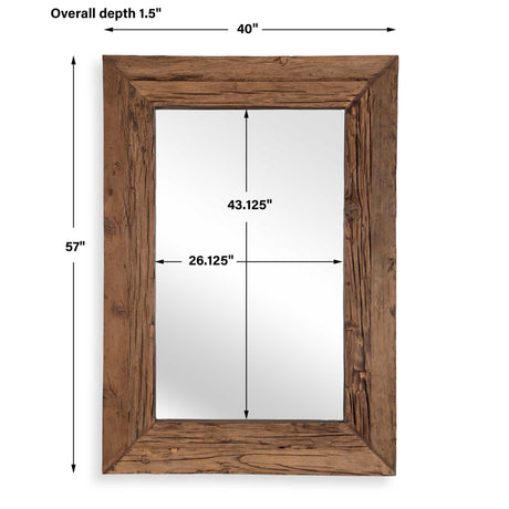Rennick Large Reclaimed Pine Mirror - Dark Brown by Uttermost - View 7