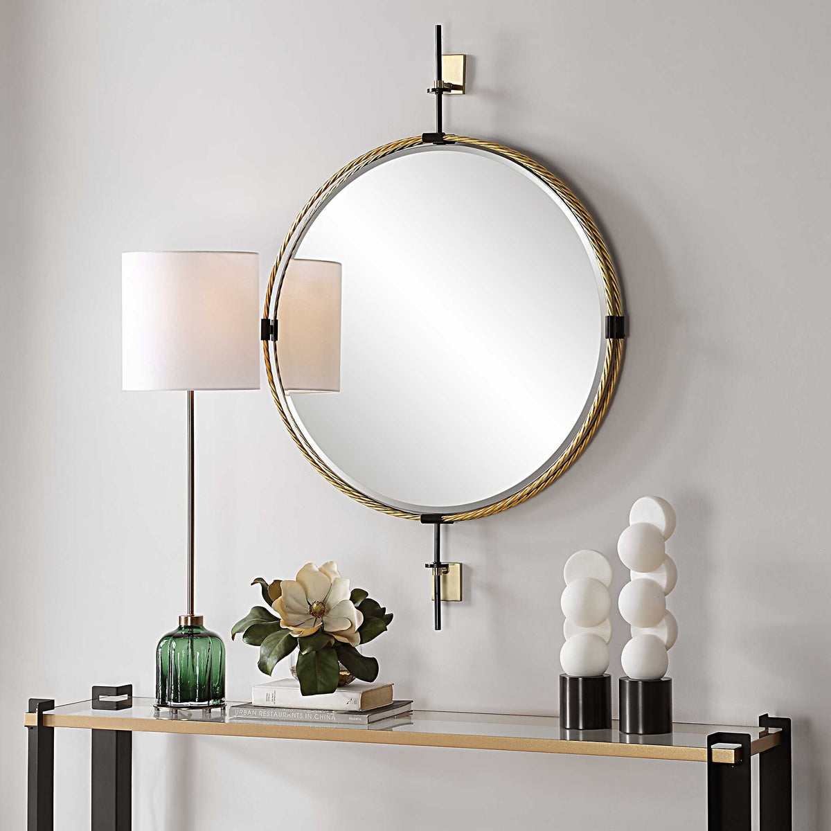 Guardrail Round Mirror - Gold by Uttermost - View 3