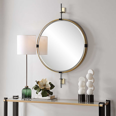 Guardrail Round Mirror - Gold by Uttermost - View 3
