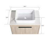 30 " Modern Design Float Bathroom Vanity With Ceramic Basin Set, Wall Mounted White Oak Vanity With Soft Close Door,KD - Packing，KD - Packing，2 Pieces Parcel（TOP - BAB110MOWH） - W999S00023 - image - 5