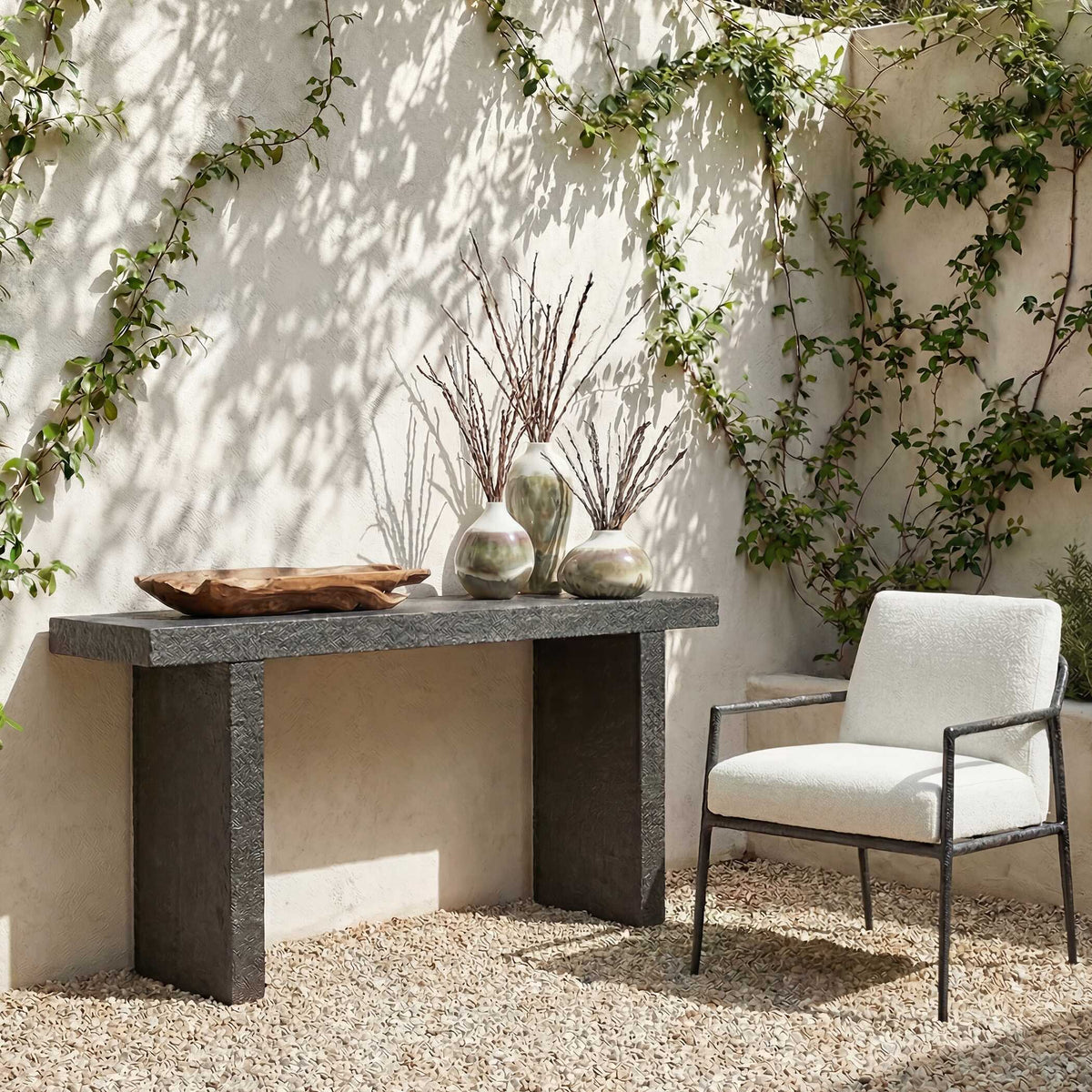 Hagan Indoor-Outdoor Console Table Slate - Black by Uttermost - View 2