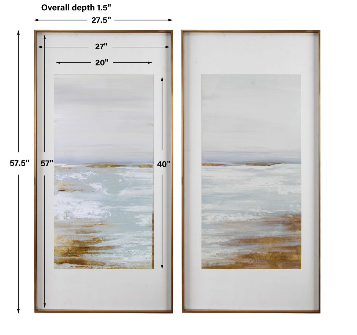 Coastline Framed Prints (Set of 2) - Light Brown / White by Uttermost - View 6