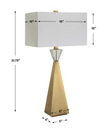 Arete Modern Brass Table Lamp - Gold / White by Uttermost - View 8