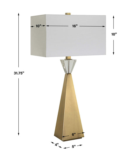 Arete Modern Brass Table Lamp - Gold / White by Uttermost - View 8
