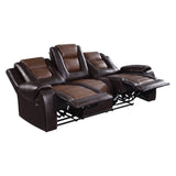Briscoe Double Reclining Sofa with Drop-Down Cup Holders Dark Brown – Homelegance