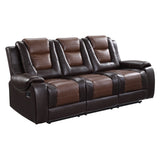 Briscoe Double Reclining Sofa with Drop-Down Cup Holders Dark Brown – Homelegance