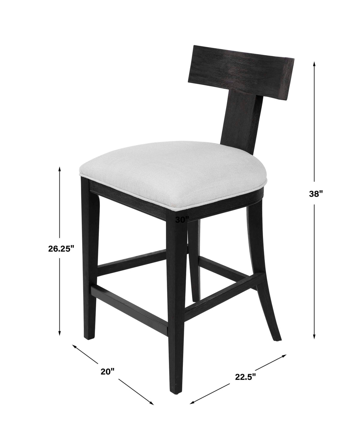 Idris Modern Wood Counter Stool Black & White - Black / White by Uttermost - View 7