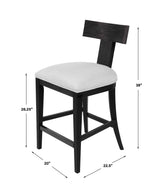 Idris Modern Wood Counter Stool Black & White - Black / White by Uttermost - View 7
