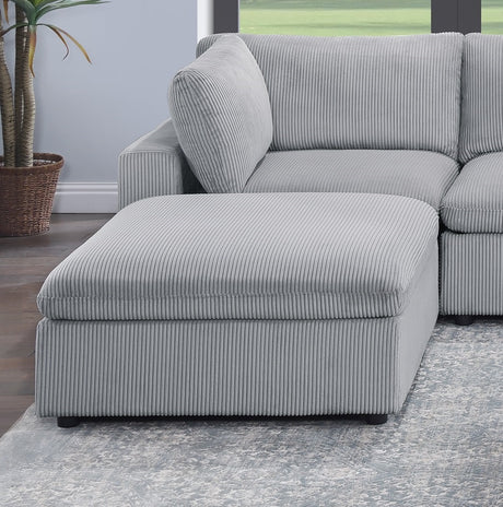 Dark Gray Color 7pc Modular Sectional Set Corduroy Upholstery Couch 2x Corner wedge 2x Armless Chairs 3x Ottomans Living Room Furniture - sold by Home Elegance USA
