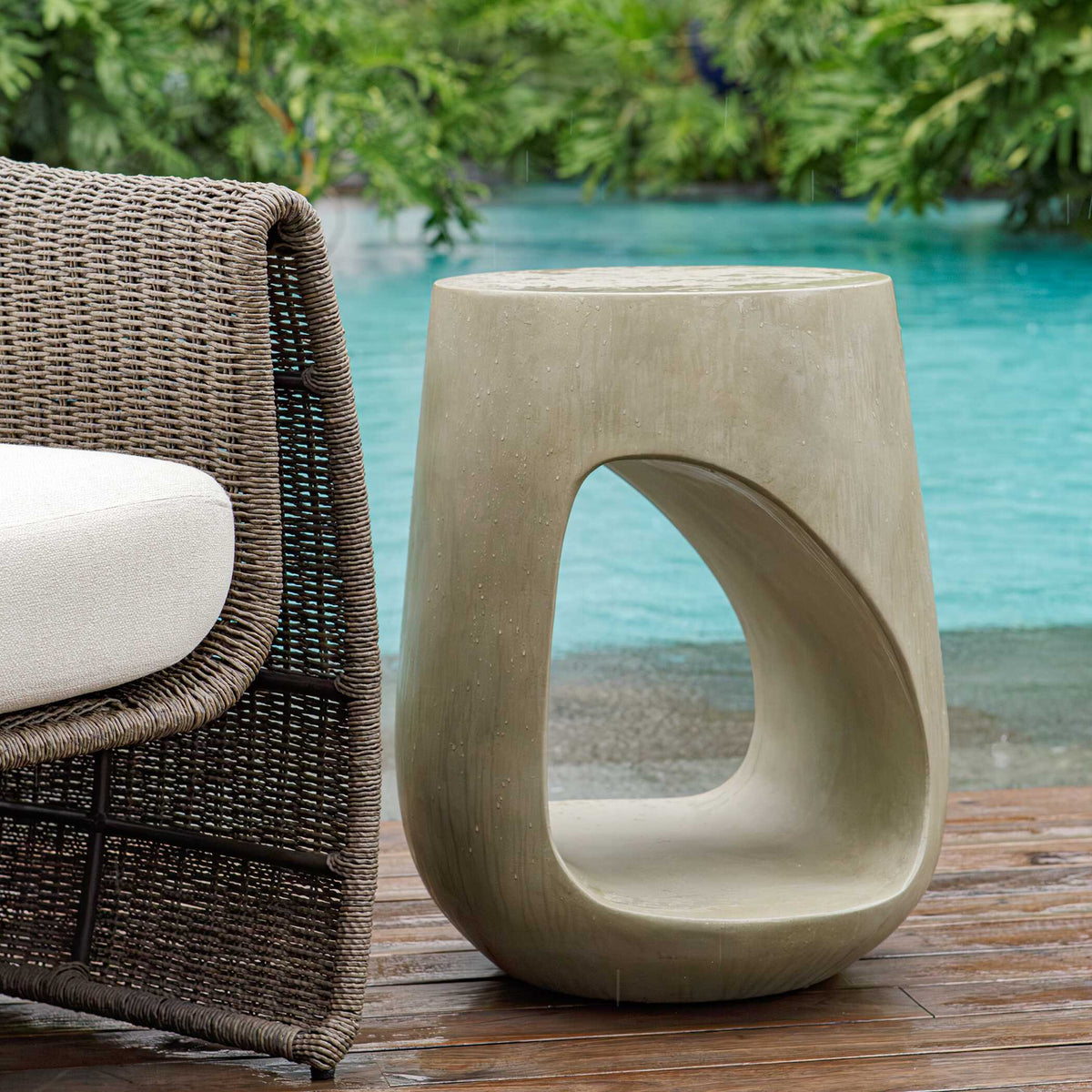 Lithos Outdoor Accent Table - Gray by Uttermost - View 3