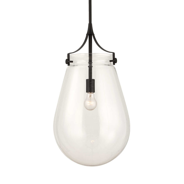 Dewdrop 1 Light Glass Shade Pendant - Black by Uttermost - View 1